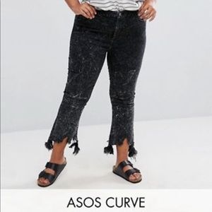 ASOS Curve Cropped Flare Black Tie-Dyed Jeans